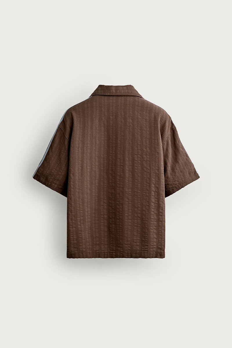 CONTRAST EMBROIDERED STRIPE SHIRT