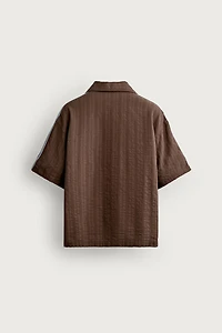 CONTRAST EMBROIDERED STRIPE SHIRT