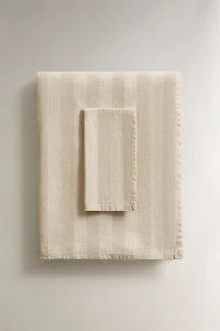 FADED LINEN STRIPED TABLECLOTH