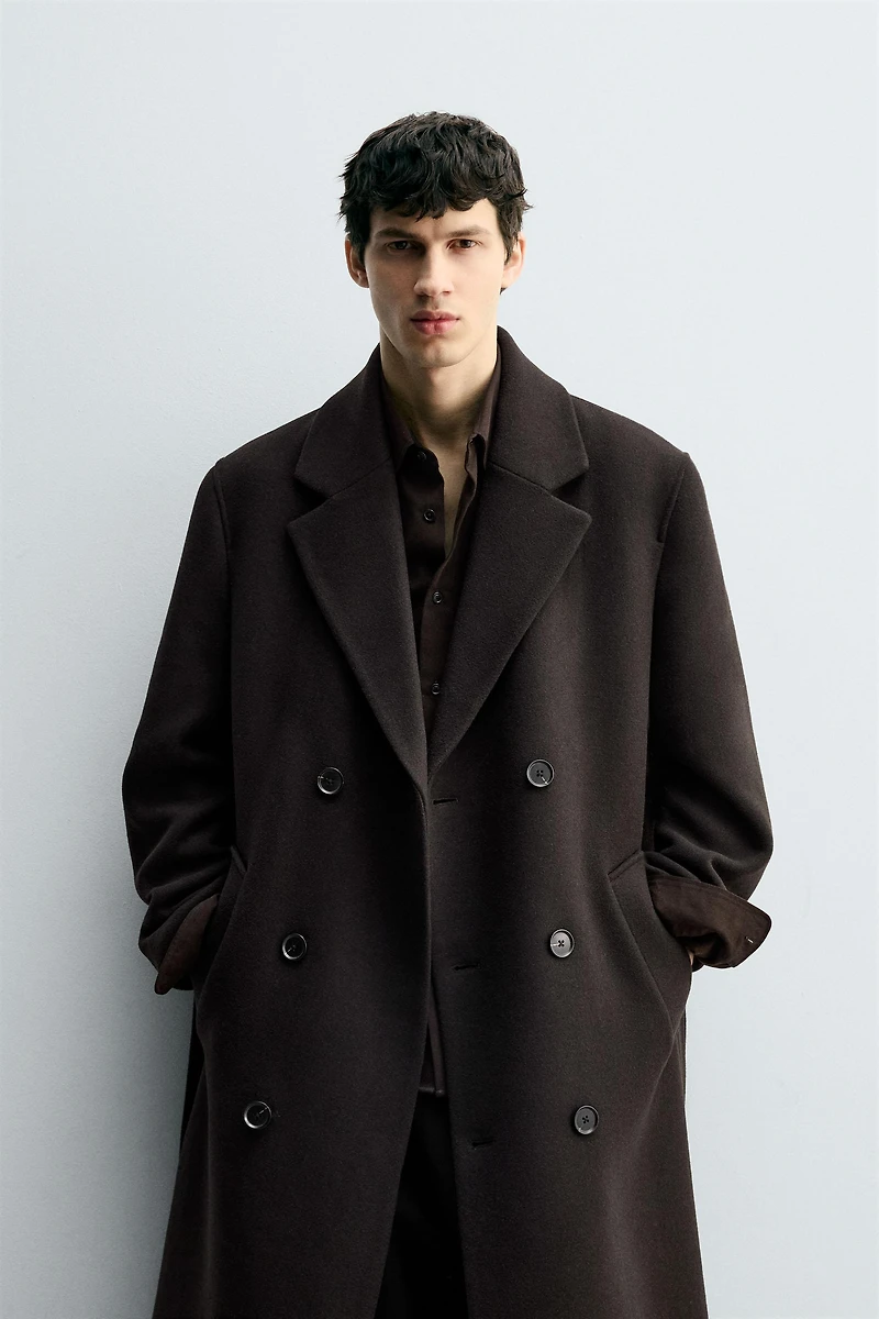 MANTEAU CROISÉ AVEC LAINE ET CEINTURE