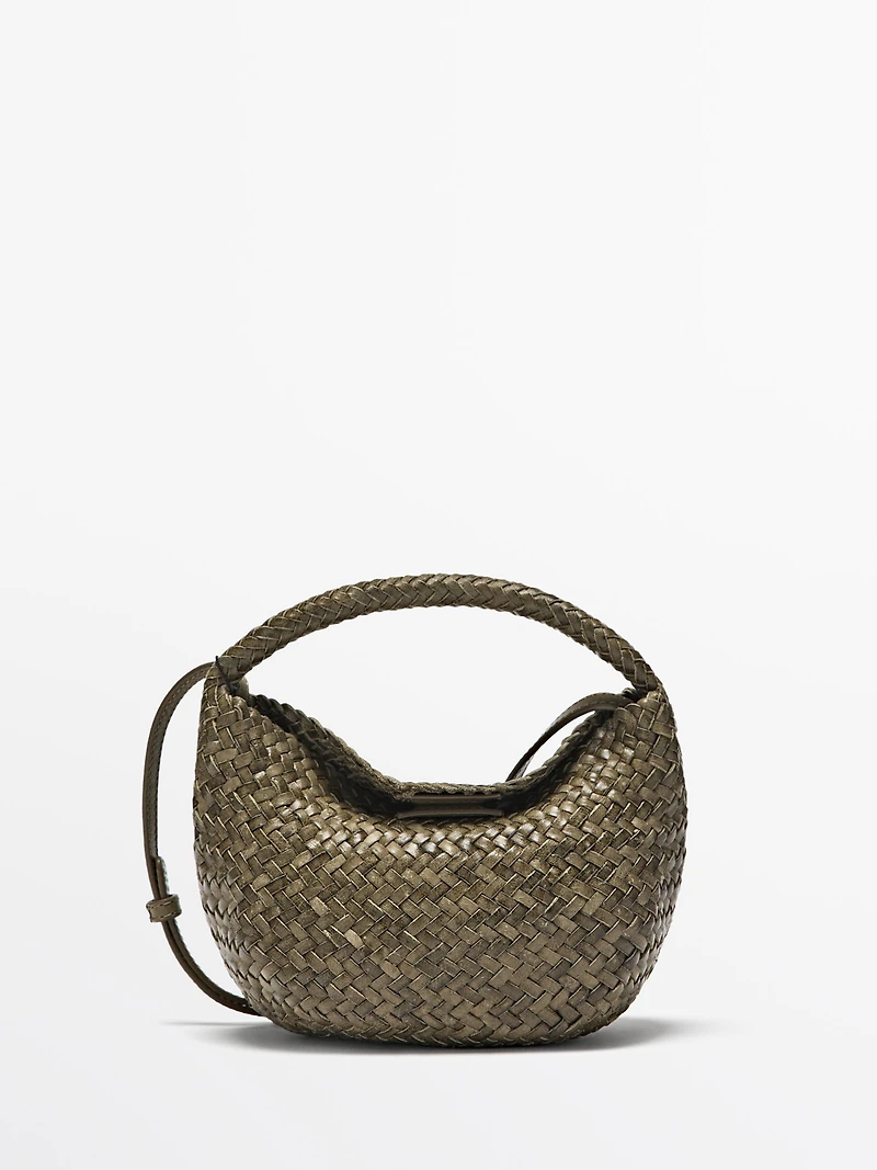 Mini sac tressé cuir nappa