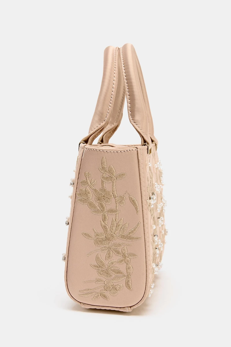 EMBROIDERED STRUCTURED HANDBAG