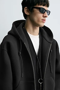NEOPRENE EFFECT HOODIE SWEATSHIRT