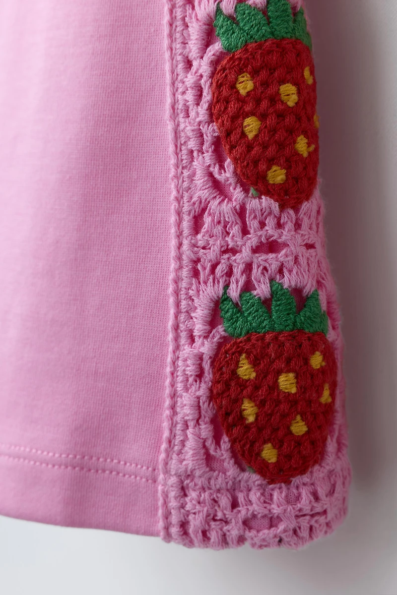 CROCHETED FLORAL KNIT SHORT JUMPSUIT