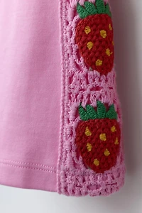 CROCHETED FLORAL KNIT SHORT JUMPSUIT