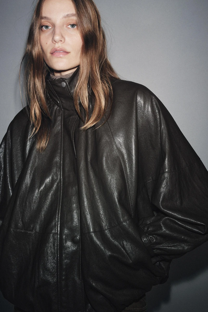 ZW COLLECTION FAUX LEATHER BOMBER JACKET