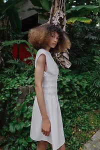 COMBINATION POPLIN DRESS