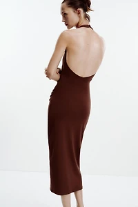 DRAPED HALTER DRESS