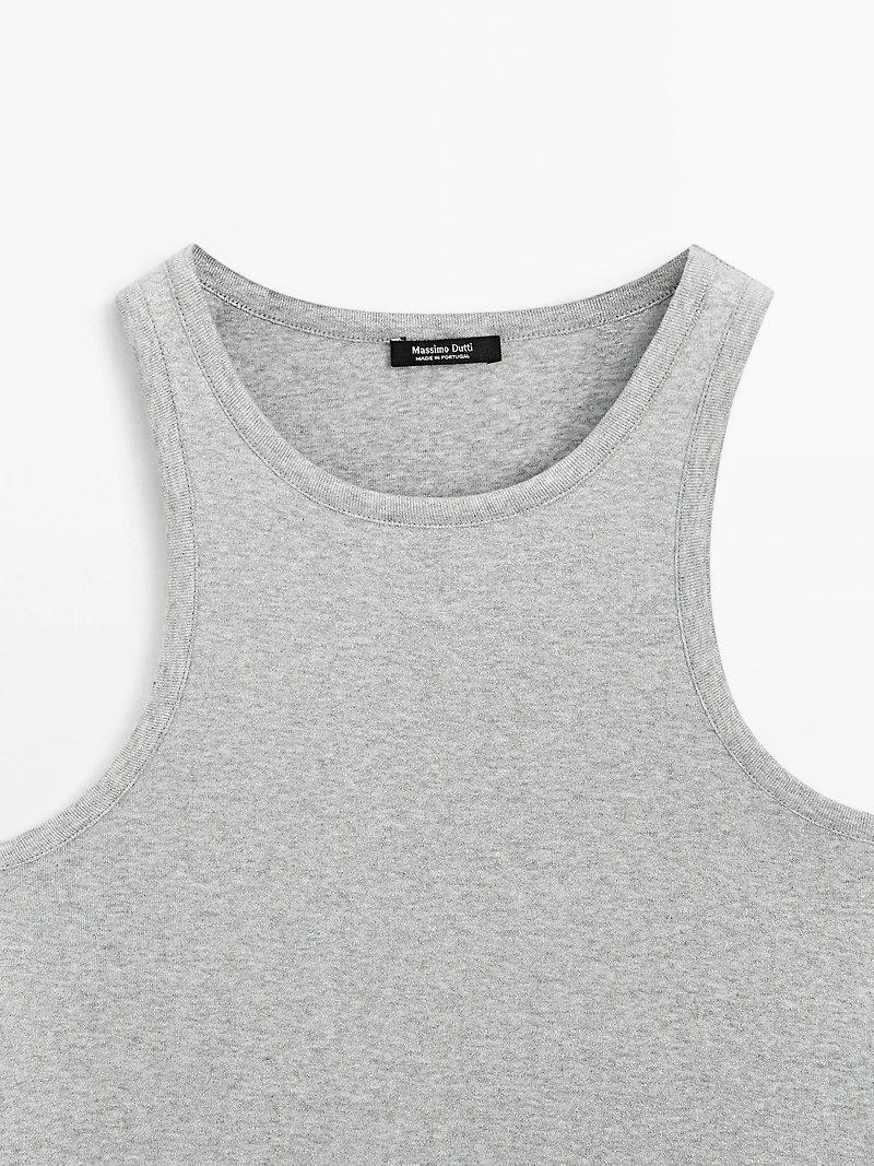 Top scintillant à col rond