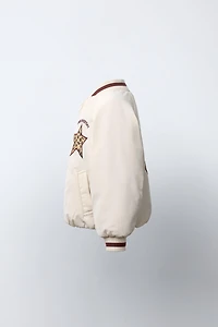 ANIMAL PRINT PATCH BOMBER JACKET