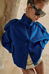 VESTE COL MONTANT EN LIN