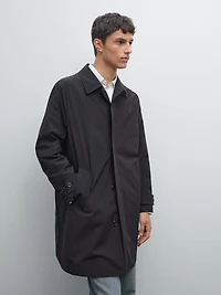 Lightweight trench coat with hidden buttons