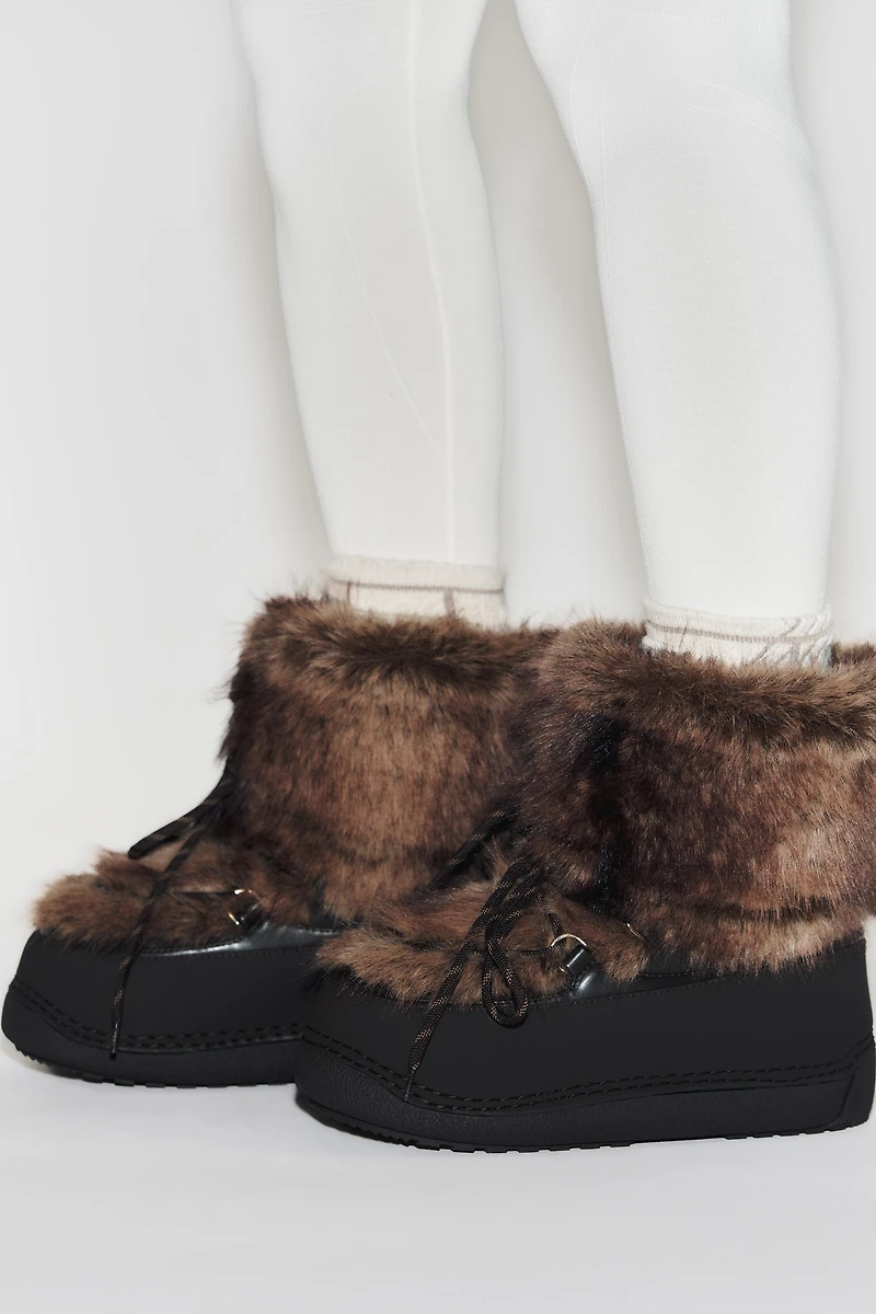 FAUX FUR COMBINED ANKLE BOOTS SKI COLLECTION