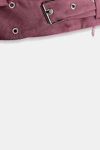 FAUX SUEDE BUCKLE TOP