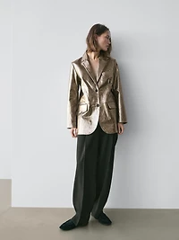 Metallic nappa leather blazer