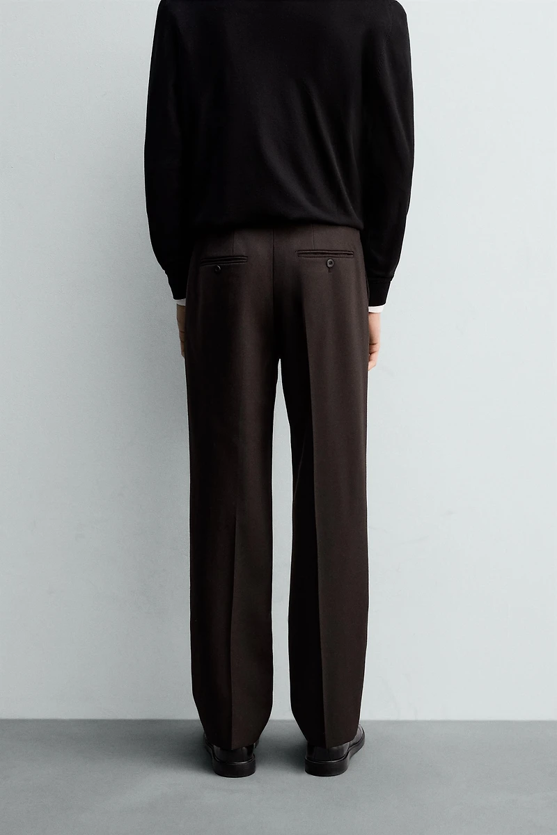 100% WOOL PLEATED PANTS