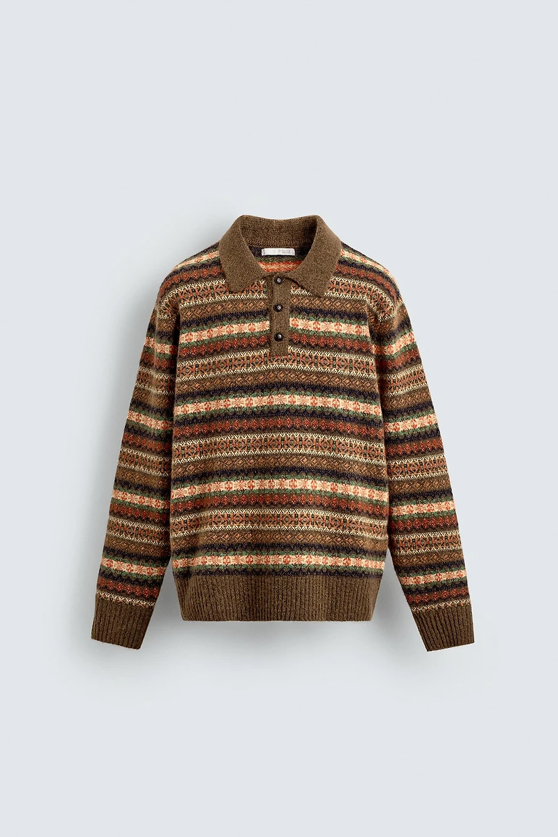 GEOMETRIC JACQUARD KNIT POLO