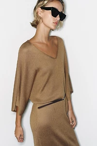 BELTED KNIT MIDI DRESS