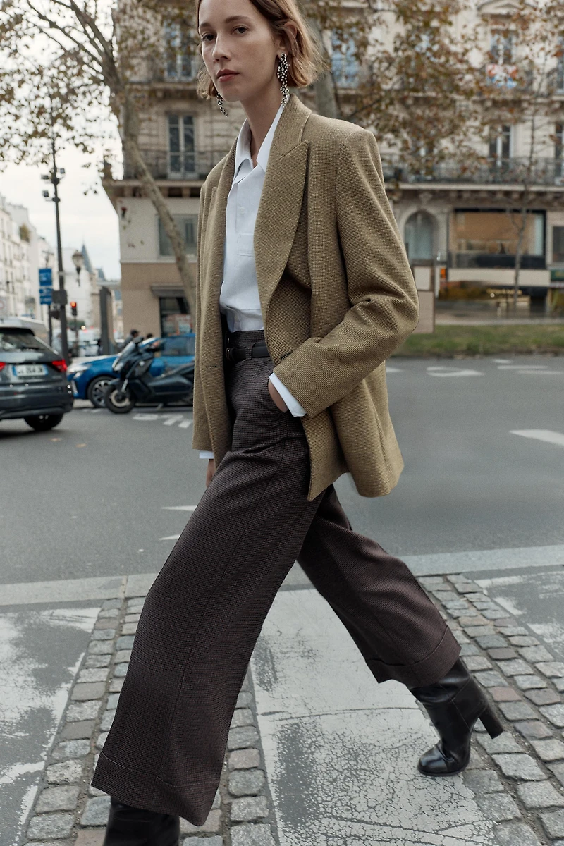 HOUNDSTOOTH BELTED PANTS