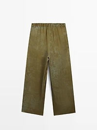 Printed flowing wide-leg trousers