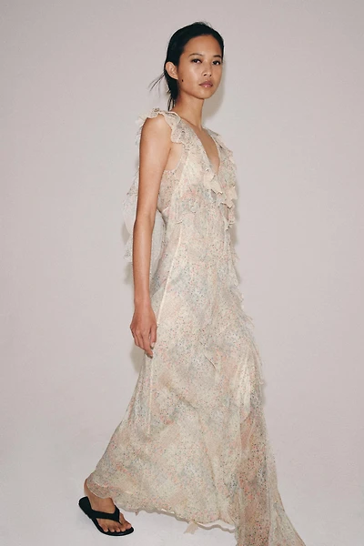 FLORAL PRINT RUFFLE DRESS