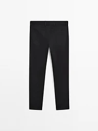 Slim-fit lightweight textured weave denim trousers