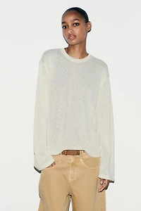 CUT-OUT KNIT SWEATER