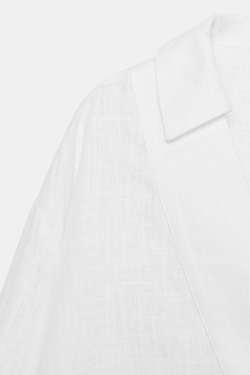 BLOUSE EN LIN À COL POLO