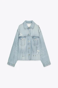 TRF RIPPED DENIM OVERSHIRT