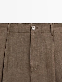 100% linen wide-leg trousers