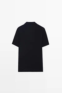 Polo en maille de laine mélangée à manches courtes