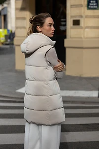 LONG PADDED HOODED VEST