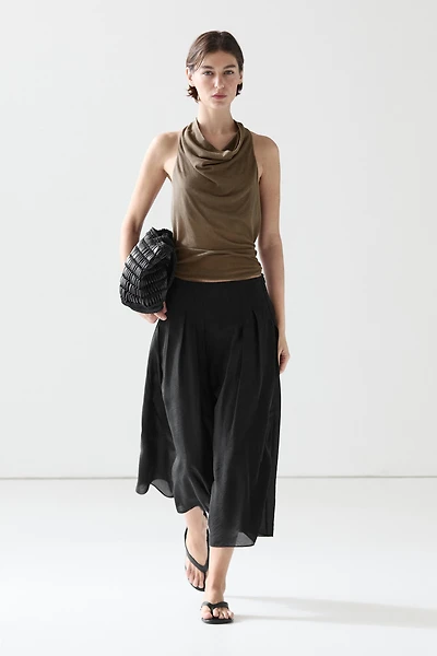 Flowing midi skirt with pintucks