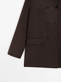 Manteau à col smoking en laine mélangée