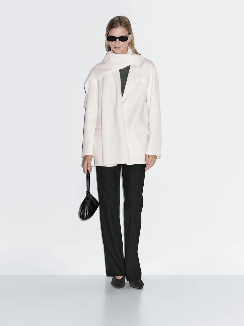 Blazer avec écharpe en laine mélangée