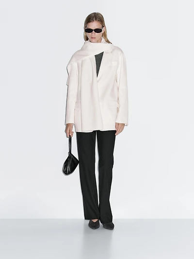 Blazer avec écharpe en laine mélangée