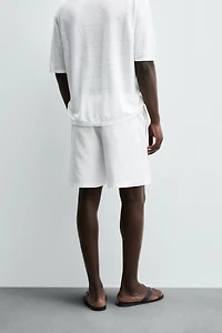 REGULAR FIT LINEN COTTON SHORTS