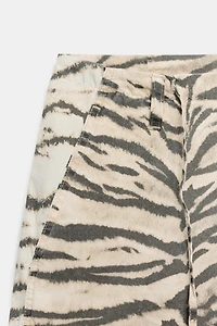 ANIMAL PRINT WIDE LEG DRAWSTRING PANTS