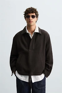 TEXTURED POLO OVERSHIRT
