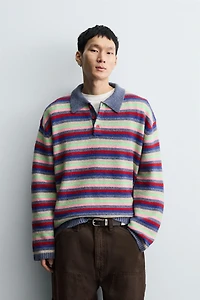 JACQUARD STRIPED KNIT POLO SHIRT