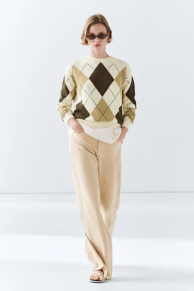 100% cotton knit sweater with Argyle detail