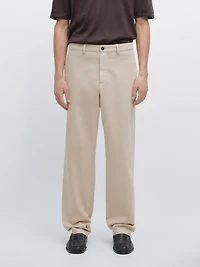 Cotton twill pants with elasticated waistband