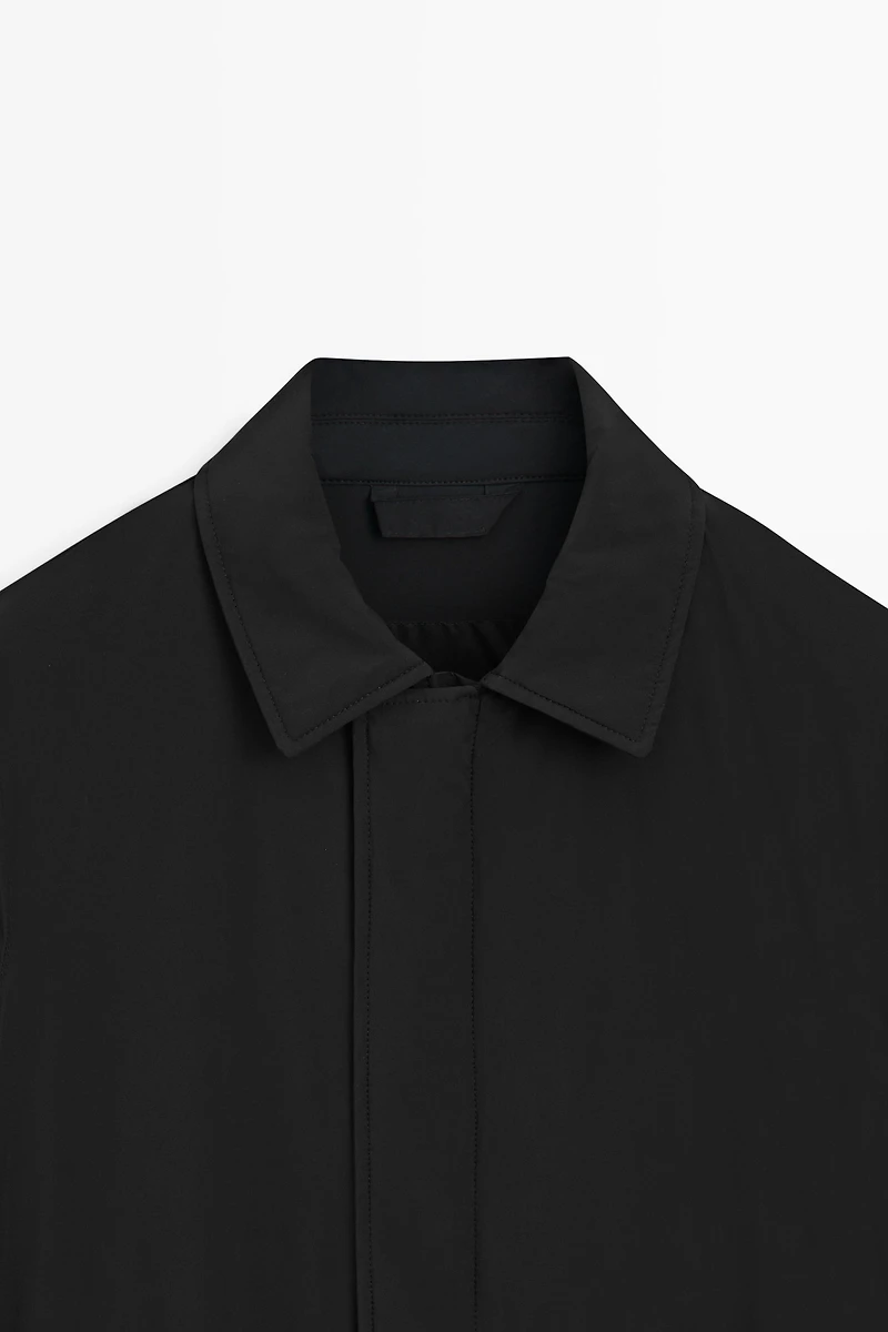 Technical fabric trench coat