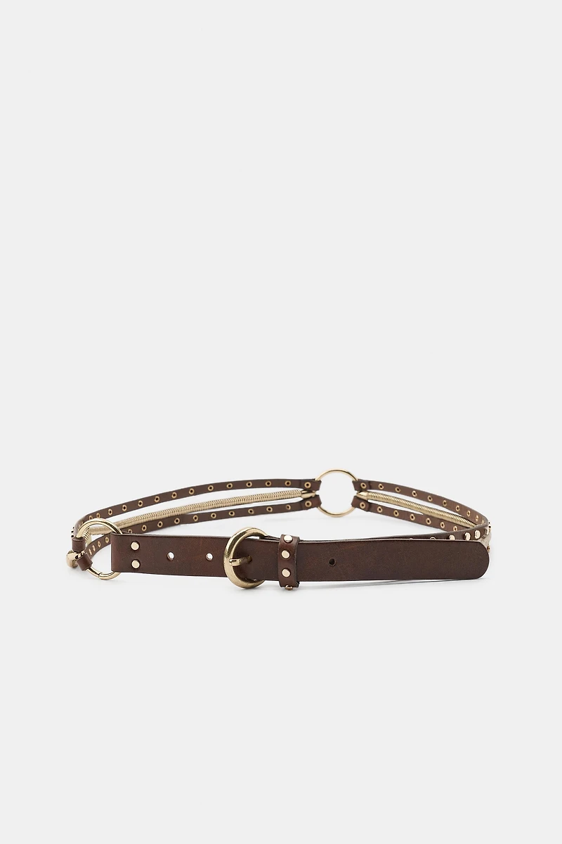 LEATHER AND CHAIN COMBINATION BELT