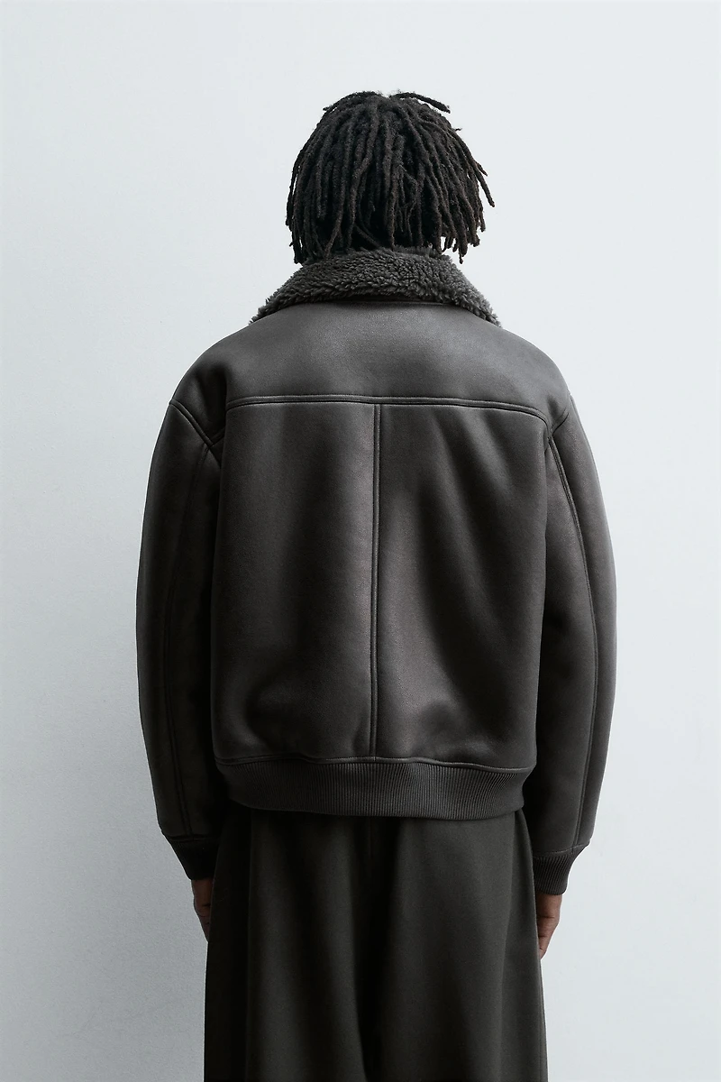 DOUBLE FACED FAUX LEATHER JACKET