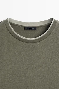 Linen and cotton double-collar T-shirt