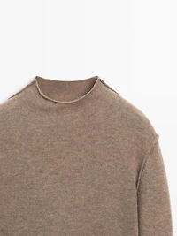 Wool blend knit sweater with mock turtleneck