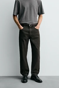 TEXTURED STRAIGHT FIT PANTS