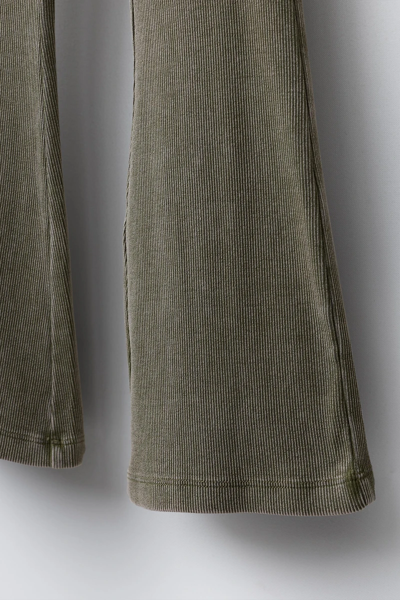 HEAVY WEIGHT T-SHIRT AND WASHED EFFECT RIB FLARE LEGGINGS SET