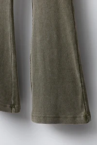 HEAVY WEIGHT T-SHIRT AND WASHED EFFECT RIB FLARE LEGGINGS SET